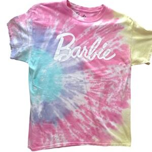 Barbie Pink Tie Dye Graphic T Shirt Womens Short Sleeve Logo Tee